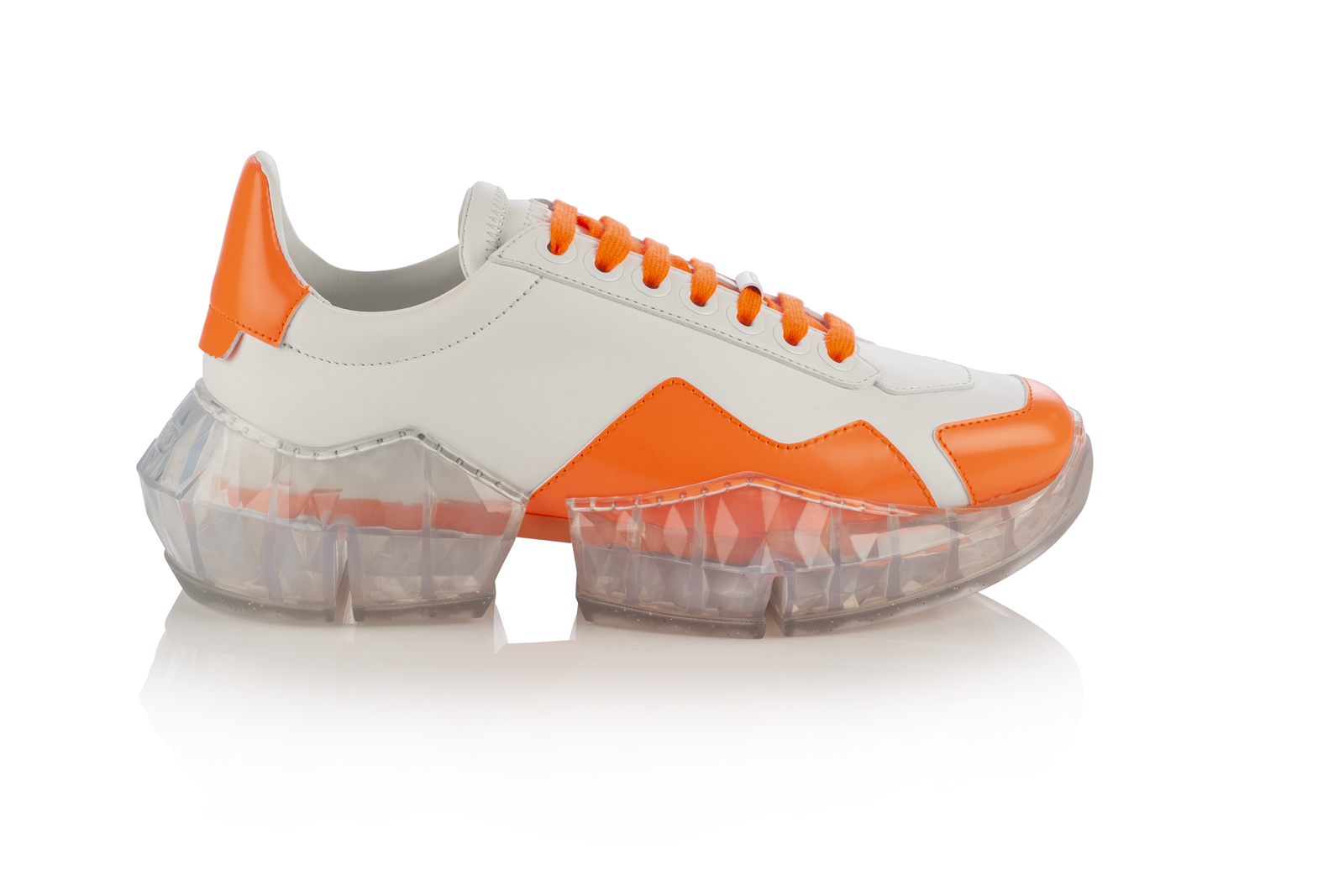 YK-DIAMOND F - CALF LEATHER, PATENT NEON LEATHER - WHITE, NEON ORANGE